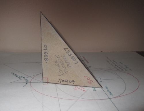 Side View ... Tetrahedron modeling the Lower (50) Tangent Plane Angles
