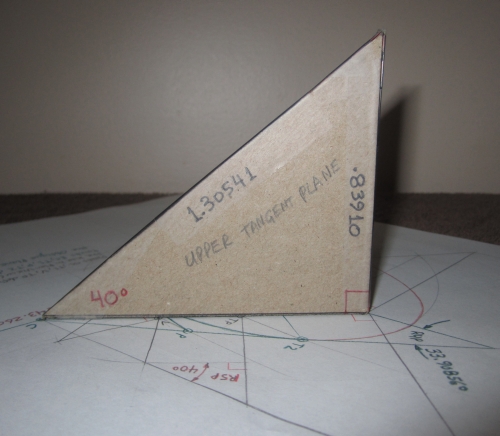 Side View ... Tetrahedron modeling the Upper (40) Tangent Plane Angles