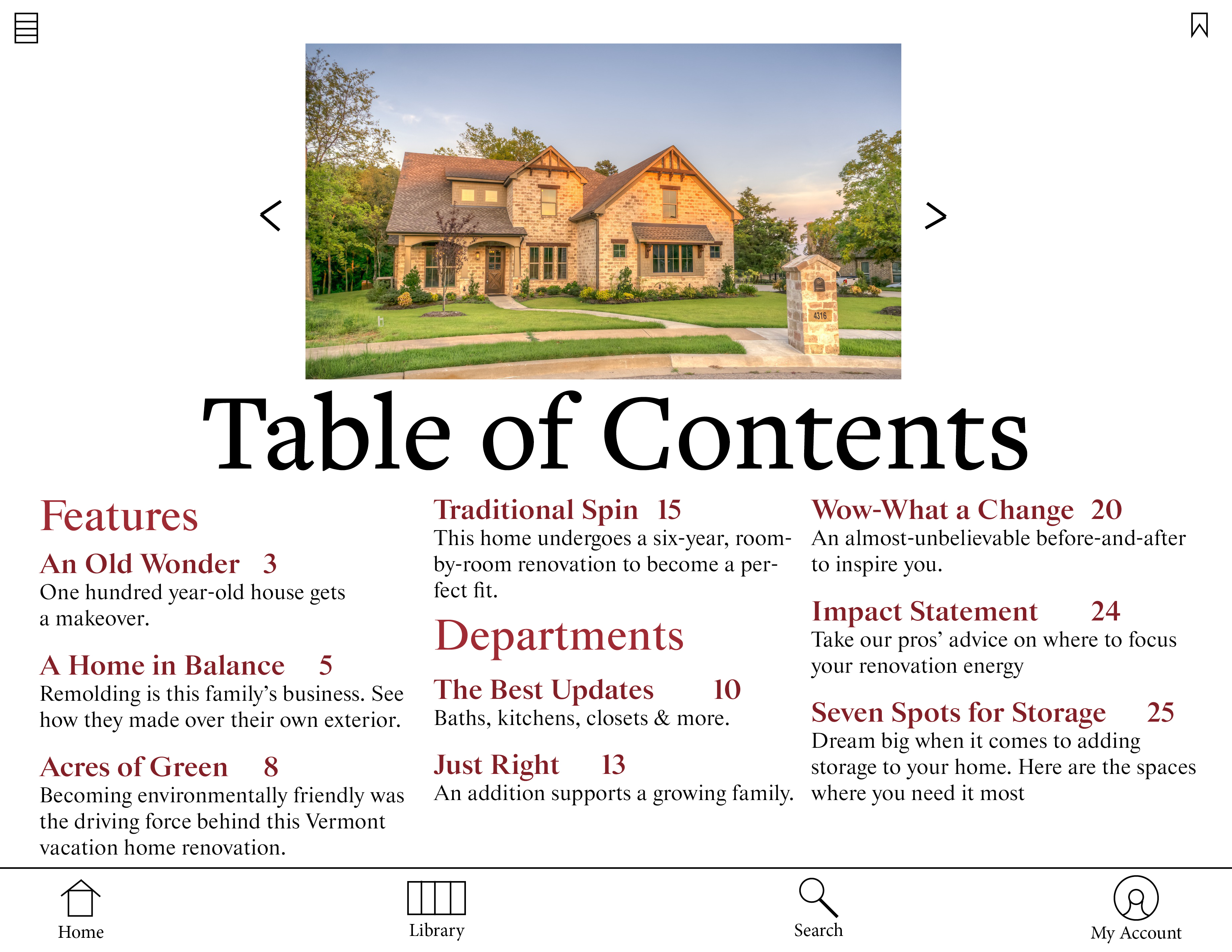 table of contents page