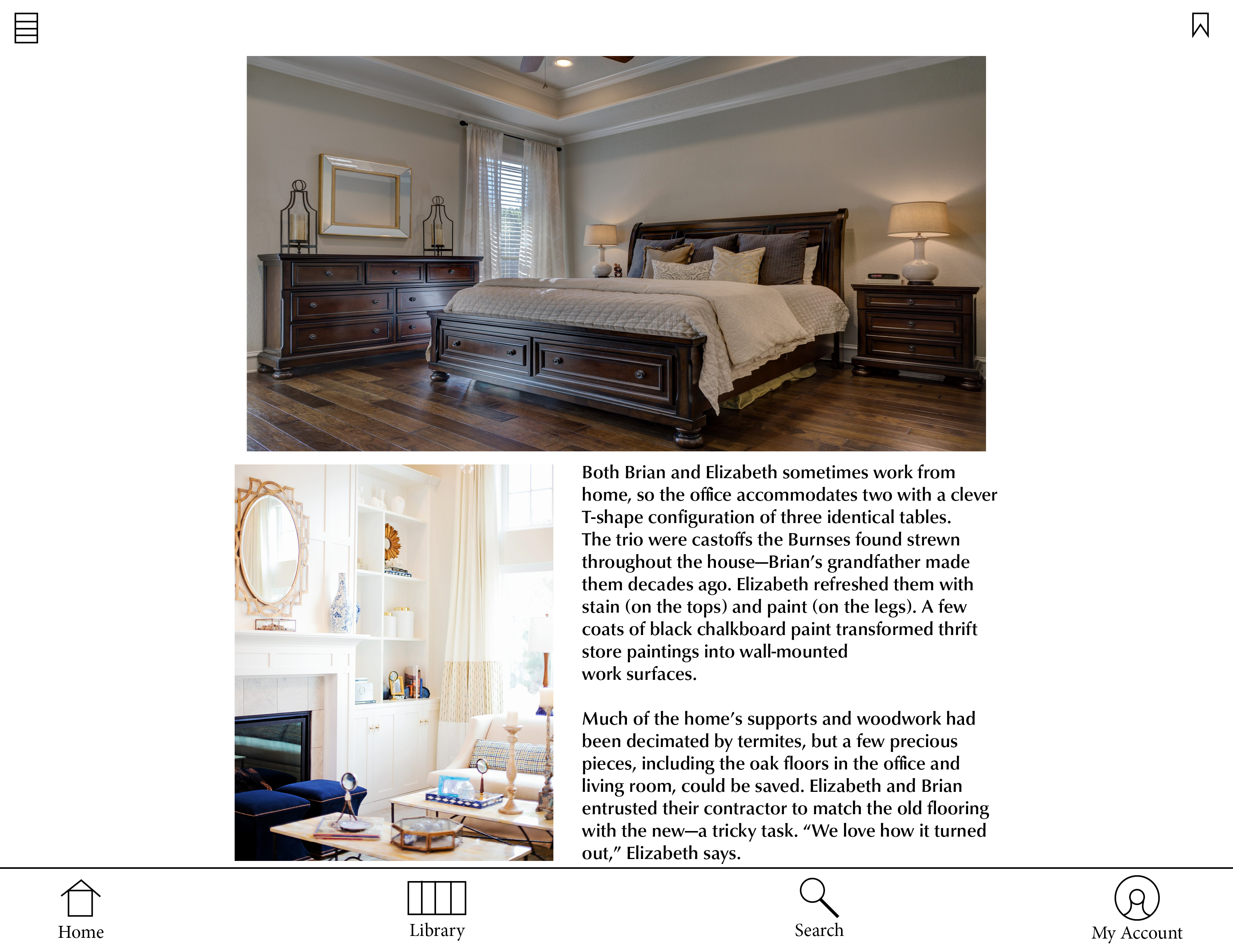article with picture of bed and bookshelves