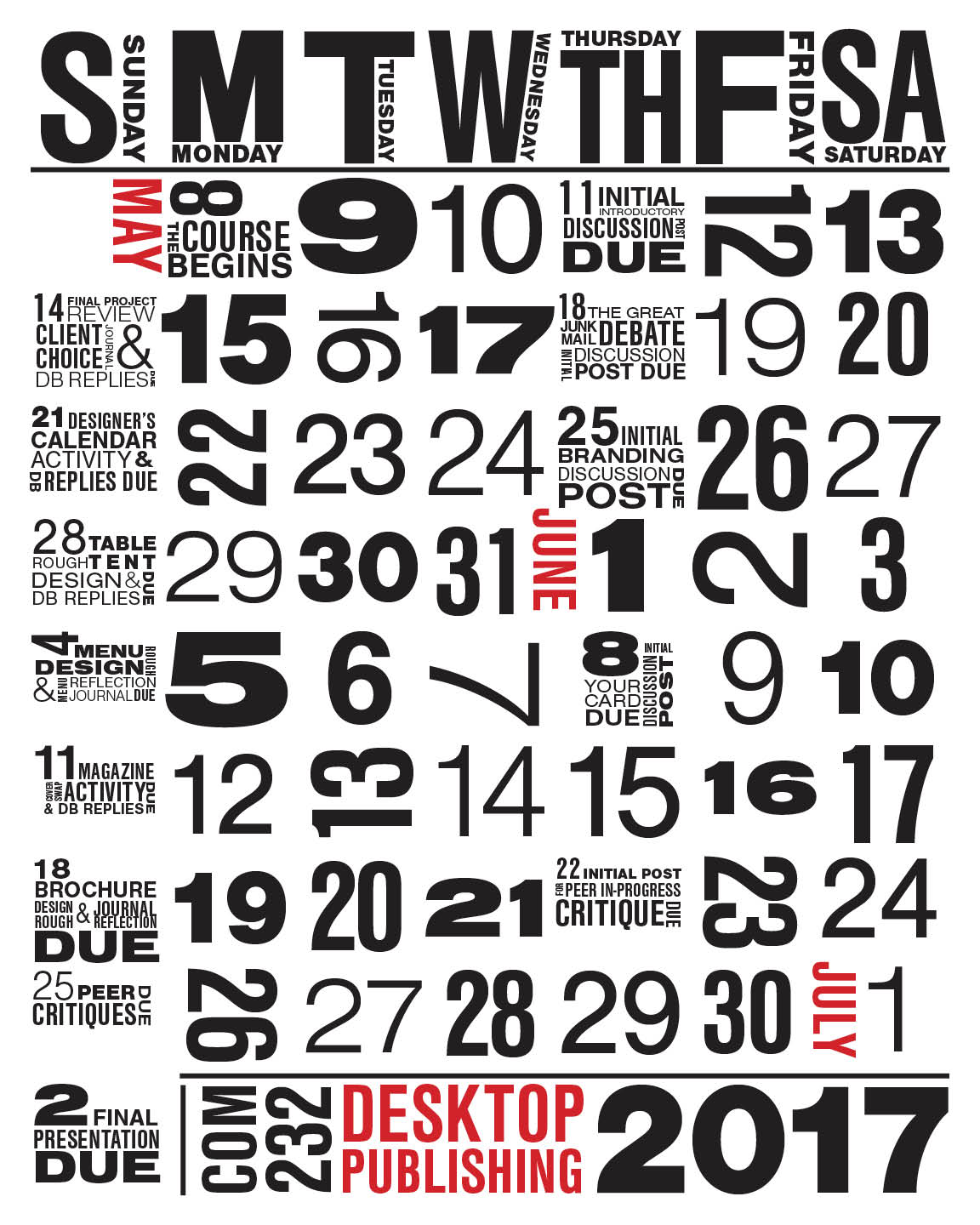 Course calendar