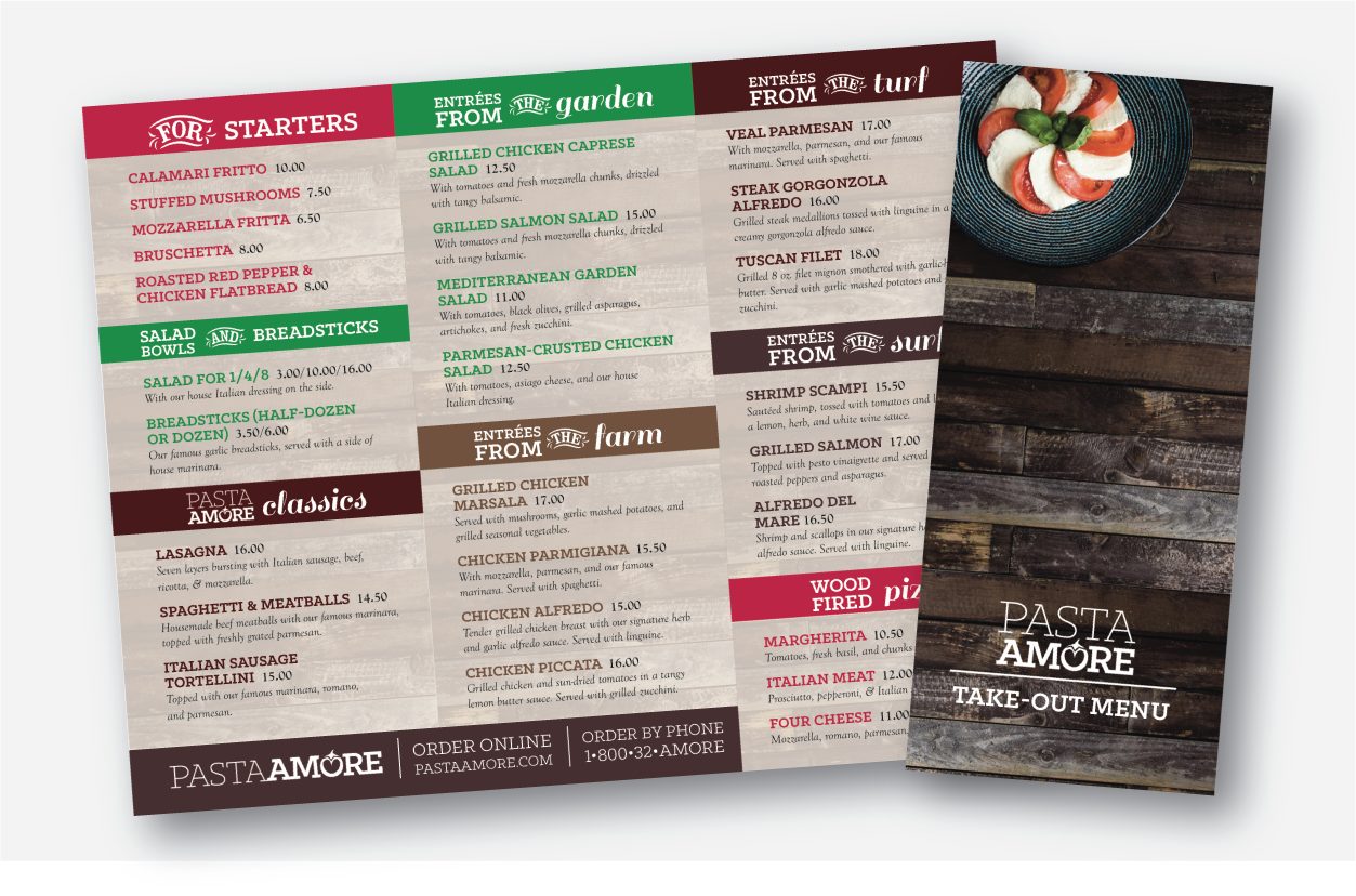 Pasta Amore menu