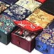 silk favor boxes with><br>hinged toggle lids