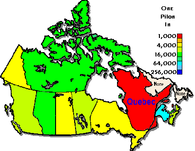 Mapa de Canad� Showing PILON Nome Densidades