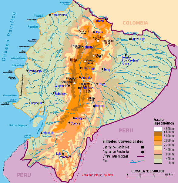 Peru-Equator border Map