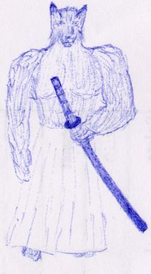 Van in hakama, drawn by PG