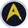 pixel animation of the star trek logo reflecting light