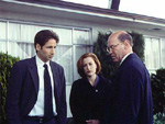 Mulder, Scully y Skinner observan mientras Fowley es subida a una ambulancia