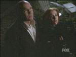 Skinner y Scully observan el cielo despu�s de discutir la posibilidad de no encontrar a Mulder con vida