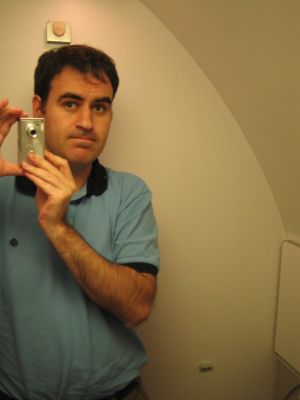 En el ba�o del avi�n.