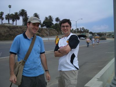 En el parking de la playa de Santa M�nica.
