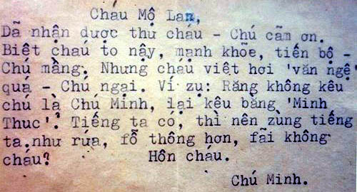 thư HCM gửi Mộ Lan