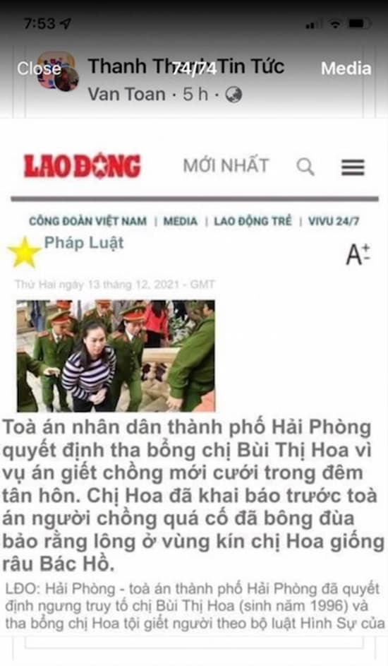 Người giết chồng ở Hải Phòng