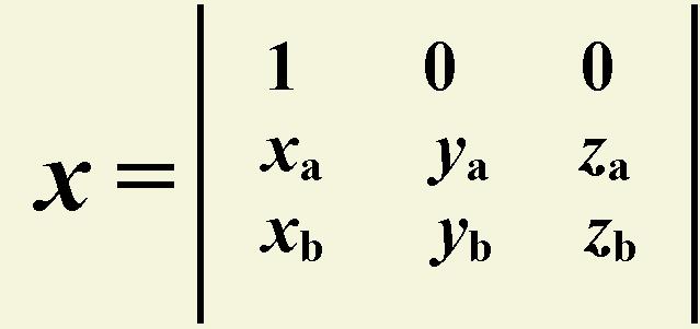 Array entries for a X b : x component