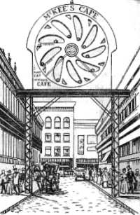 Fig. 46. Un falso perpetuum mobile construido en la ciudad de Los Angeles (California) para servir de anuncio.