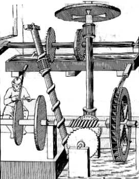 Fig. 65. Un viejo proyecto de motor hidr�ulico de movimiento continuo para accionar una muela de afilar.