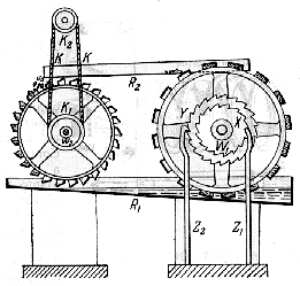 Fig. 77. Mecanismo de un reloj que se da cuerda a s� mismo