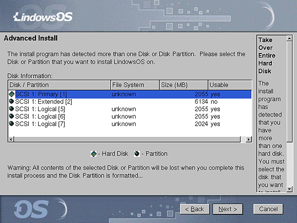 HAZ CLICK PARA VER LA SECCION DE PARTICIONES BAJO LINUX