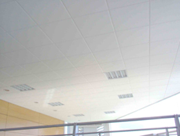 Cielorraso con placas de yeso machihembradas biseladas.