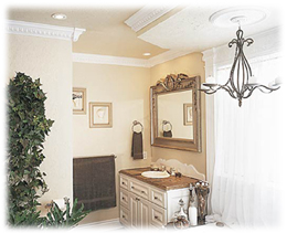 Decoraci�n utilizando: Molduras, Rosetones y Placas lisas para cielorrasos de yeso.
