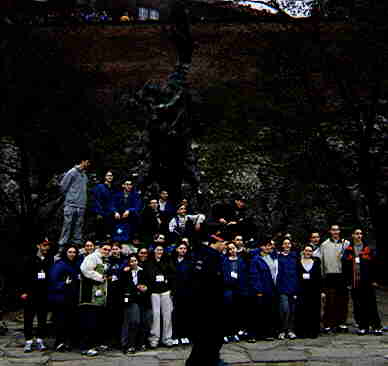Our bus at the dragon statue
