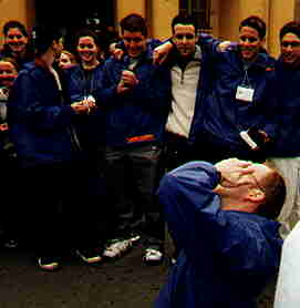 Ami, one of our trip leaders, leading us all in the horah