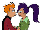 Fry and Leela almost kiss