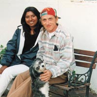 Remember to observe copyright protocols! This is Henri Worthington and Dalvir Kaur, friends of mine from London, who won't mind having their mugs copied, but please be sensitive to others' wishes in this regard! The dog is called Nina.