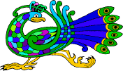 Brilliant Celtic Peacock - Amazing Interlaced Feathers of purple, blue, and green, wiht a mischievous expression on its face