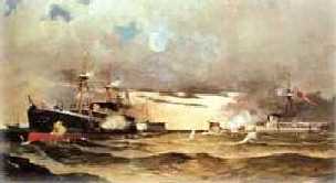 El Combate Naval de Punta Angamos por el pintor peruano Te�filo Castillo