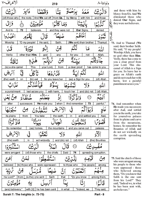 Quran word to word translation