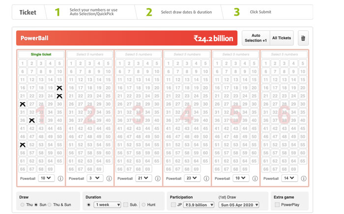 Lottoland Powerball Ticket