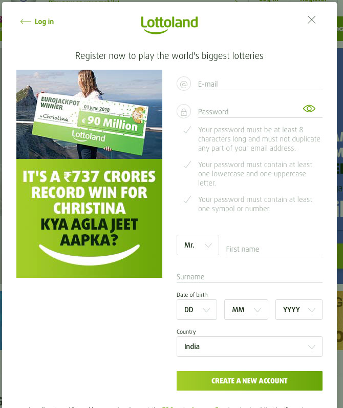 Lottoland Registration