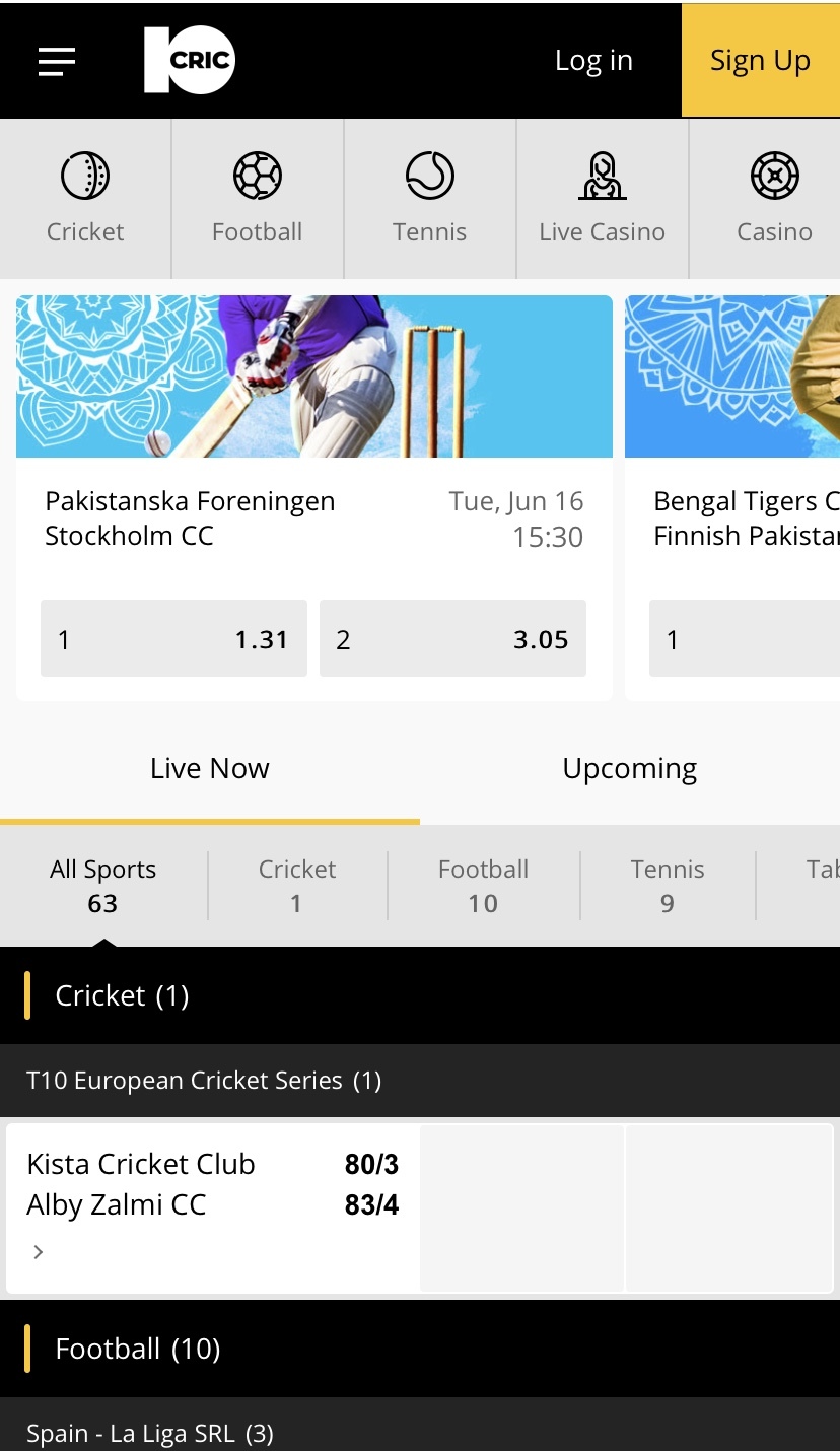 10CRIC Mobile Casino