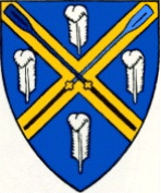 arms of the Borough of Barnes, featuring oars in  dark and light blue
