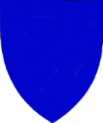 a shield in blue, or azure