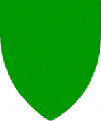 a shield in green, or vert