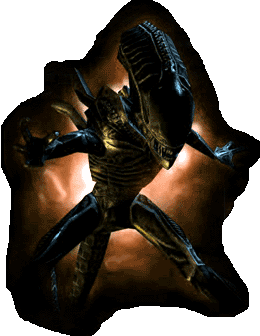 An alien emerging from the darkness