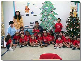 Lydia Barreto and her students from Puerto Rico celebrating Christmas