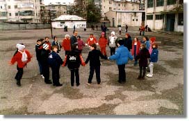 Children in Romania, playing Irish Games