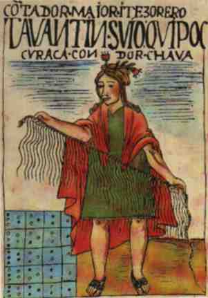 Quipucamayoc (dibujo de Guam&aacute;n Poma de Ayala)