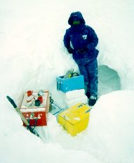 Snow Cave and kitchen in front.