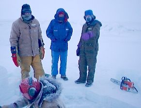 clothing while digging a polar swim hole