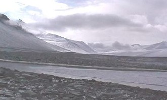 Small mountain river in antarctica