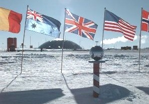 Absolute end of the world. South pole marker.