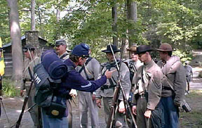 Blue and Gray swap pointers before the battle.
