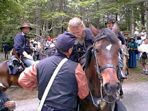 The Cavalry rests after the event. The horses are well-trained to keep steady amid all the gunfire.