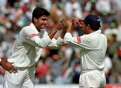 Skipper Saurav Ganguly with star batsman Sachin Tendulkar