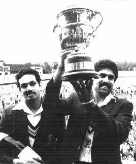 Kapil Dev with the Prudential Cup, June 1983