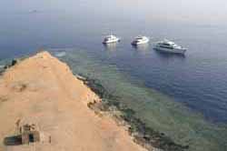 Boats moored off Big Brother Island